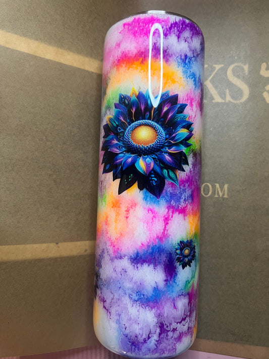35oz Skinny Neon Sunflowers