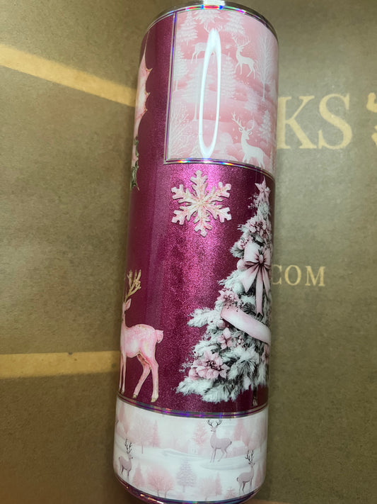 30oz Skinny Pink Christmas